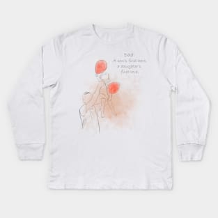 Daddy and his child line drawing and watercolor Kids Long Sleeve T-Shirt